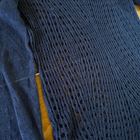 Eileen Fisher 100% Organic Linen Sweater - Open Knit - Navy Blue - Picture 6 of 9